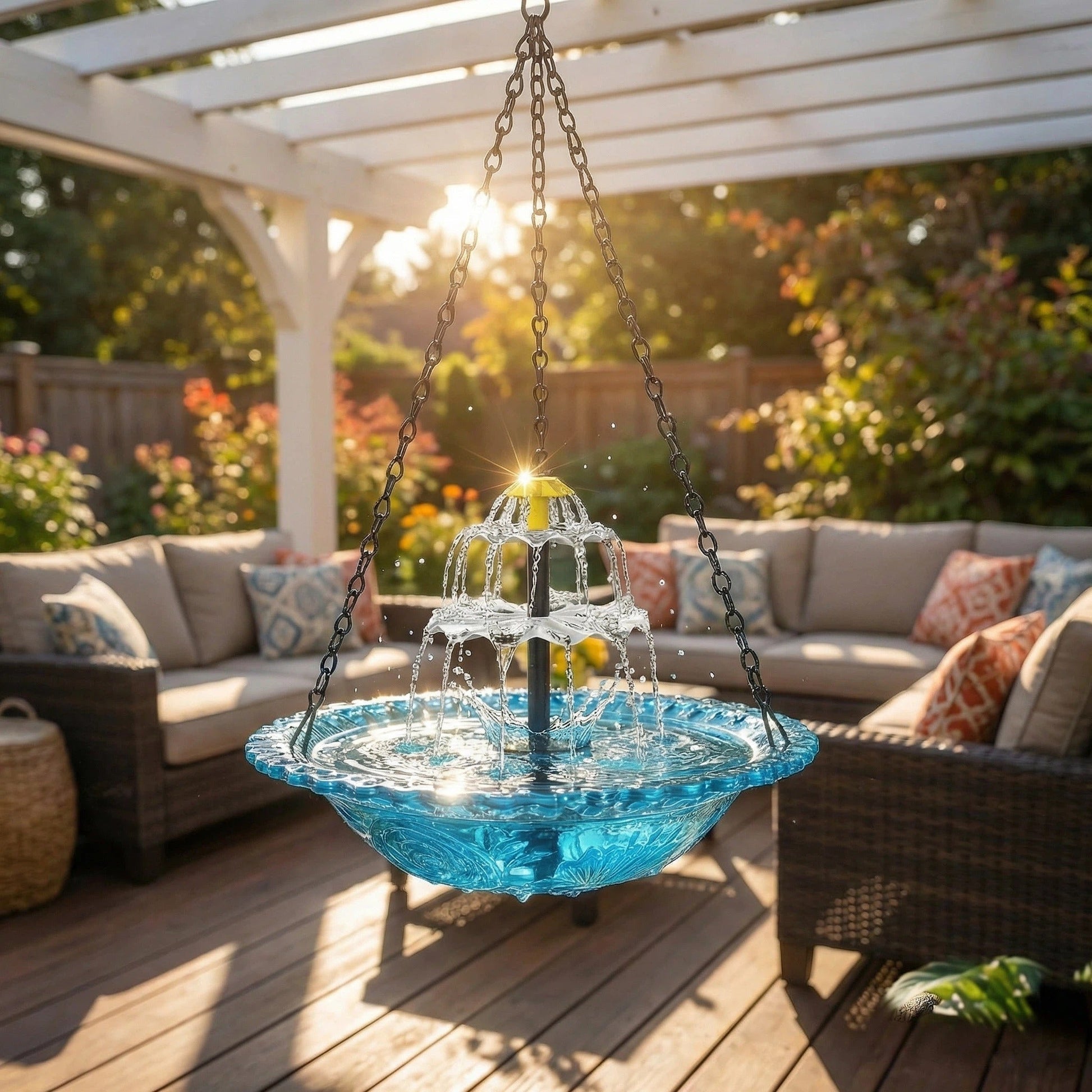 Solar Bird Bath Fountain with Waterfall