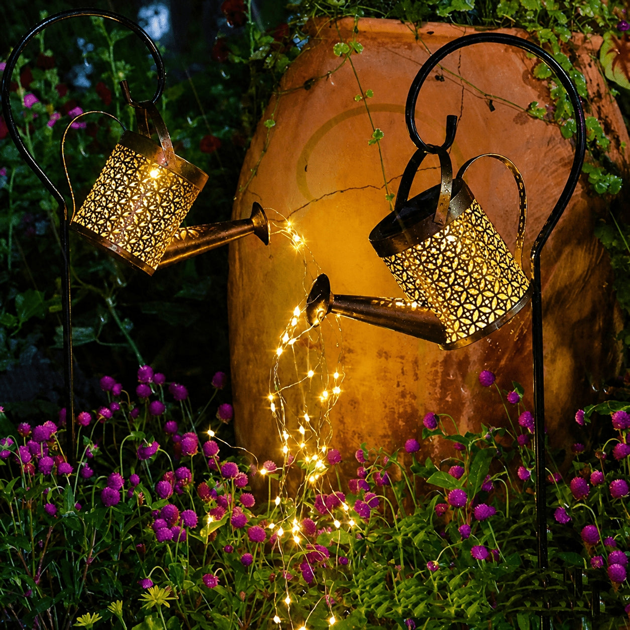 Enchanted Solar LED Watering Can with Stand
