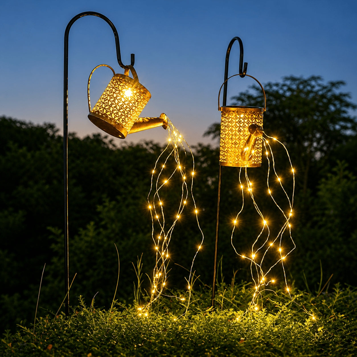 Enchanted Solar LED Watering Can with Stand