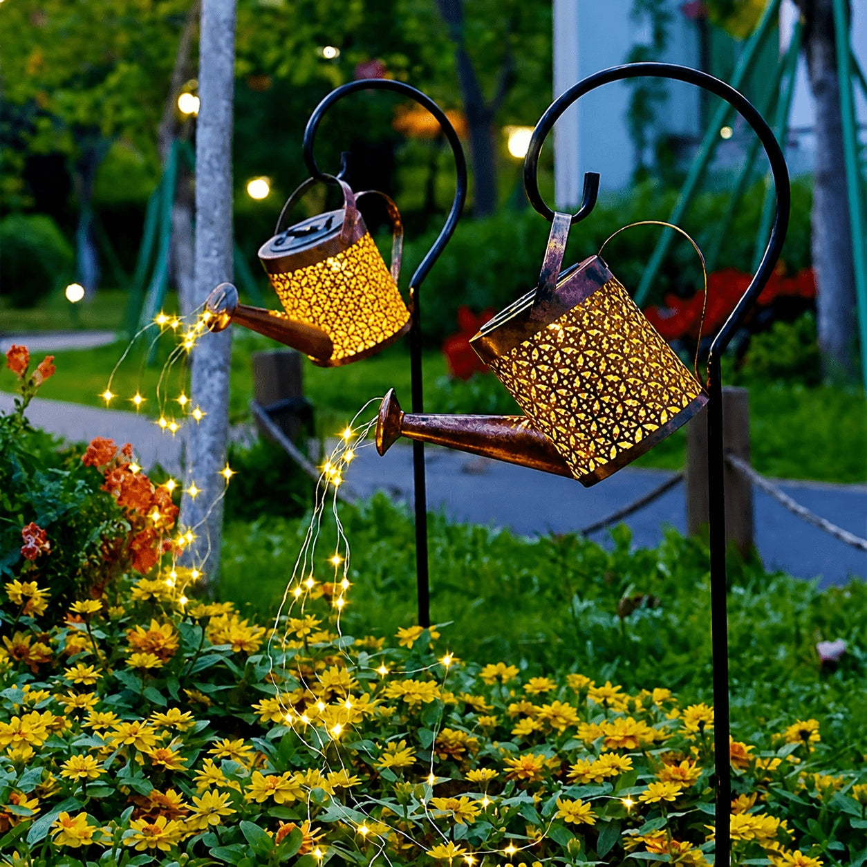 Enchanted Solar LED Watering Can with Stand