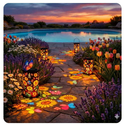 Solar Flower Lantern – Warm Garden Glow