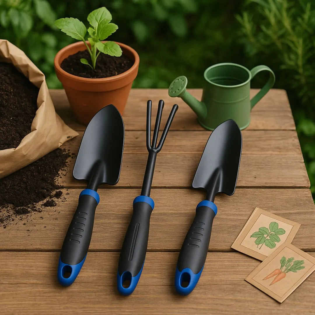 3-Piece Garden Tool Set – Black