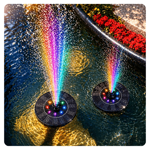 Solar Floating Fountain – Multicolour LED Water Feature for Pools & Gardens