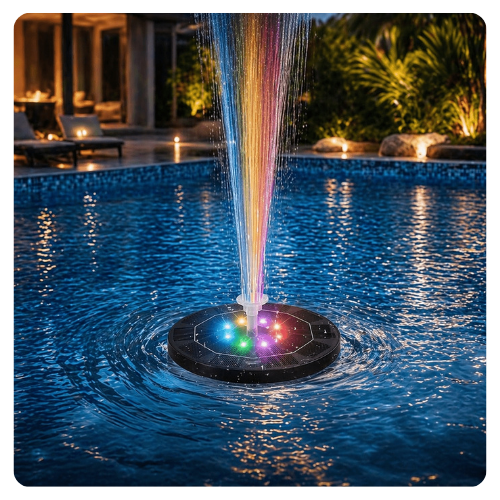 Solar Floating Fountain – Multicolour LED Water Feature for Pools & Gardens