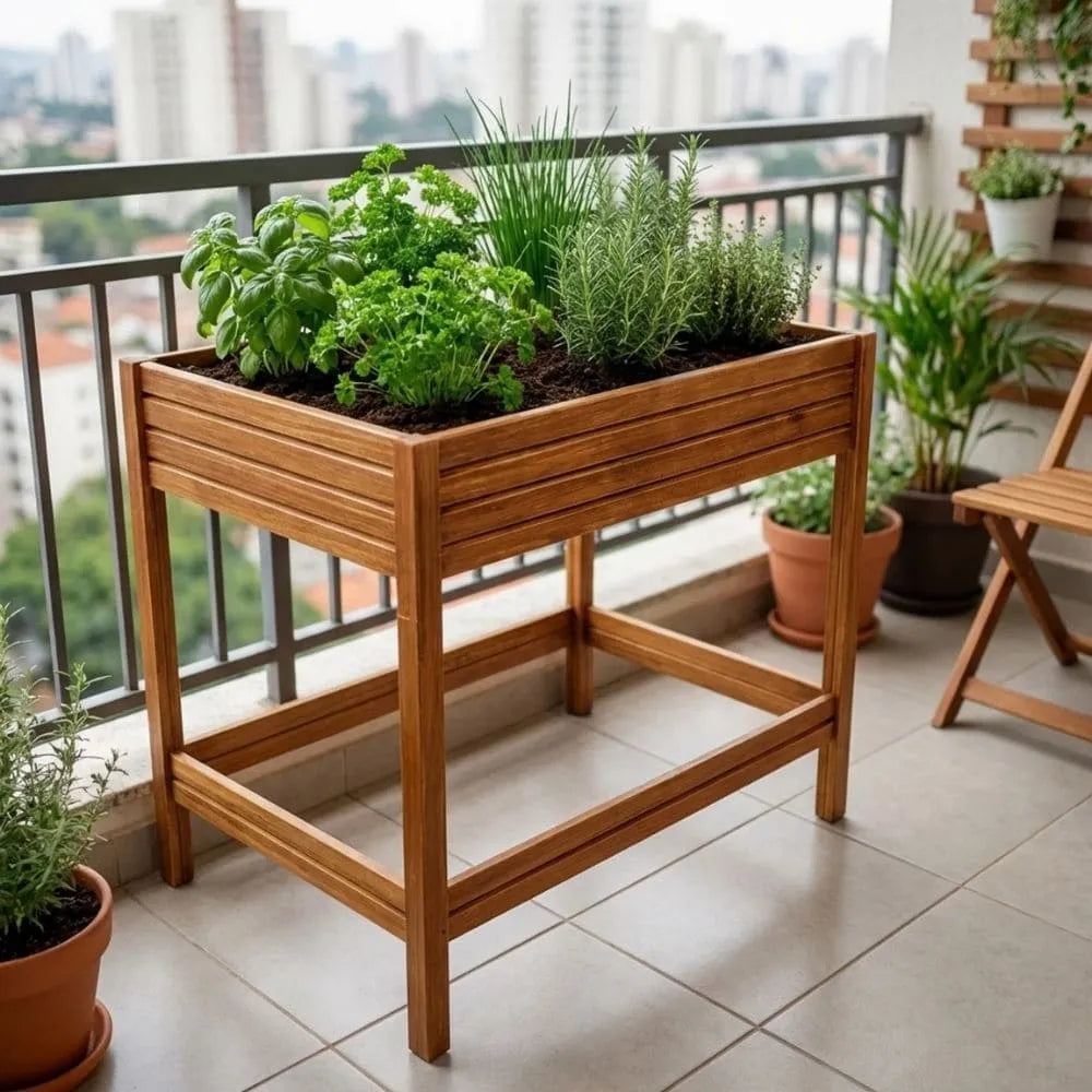Vertical Herb Garden Table with 2 Planters